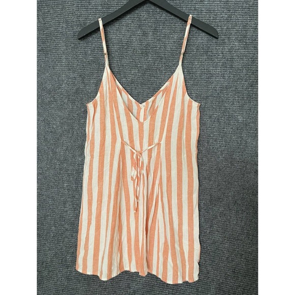 Show Me Your MuMu Dress Size S Linen Blend Remington Orange Dreamsicle Striped - Picture 4 of 5